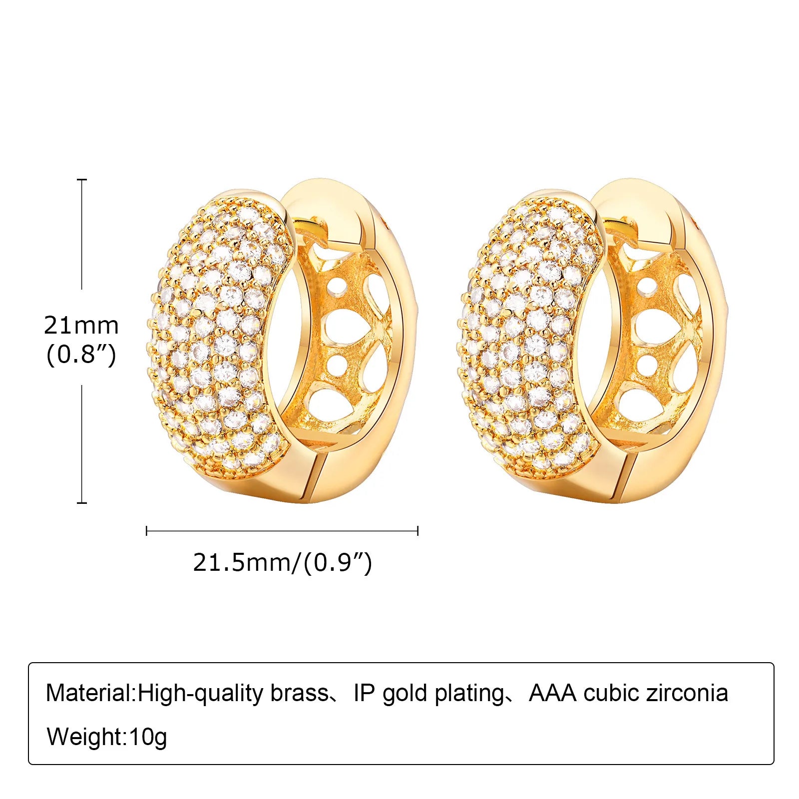 Dainty Bling Cubic Zirconia Round Hoop Earrings for Women Girls Party Jewelry, Chic Gold Color Metal Circle Earring Gifts To Her