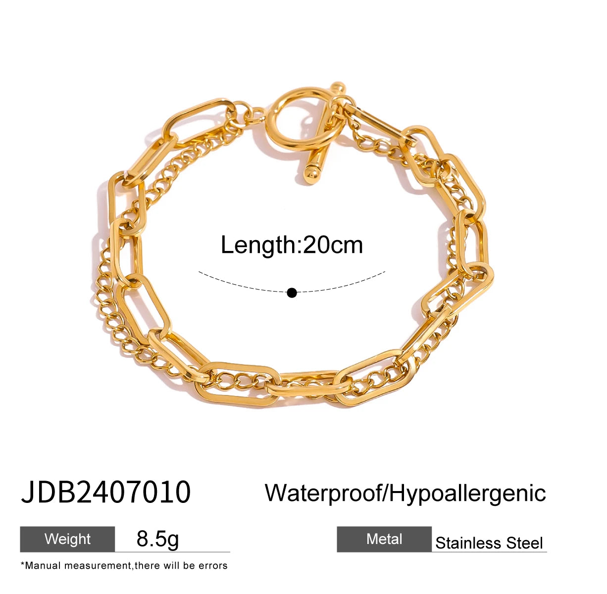 Uworld Stainless Steel Statement Gold Color Cuff Bracelet Bangle Metal Texture Multi-Layer Temperament Fashion Waterproof Jewelr