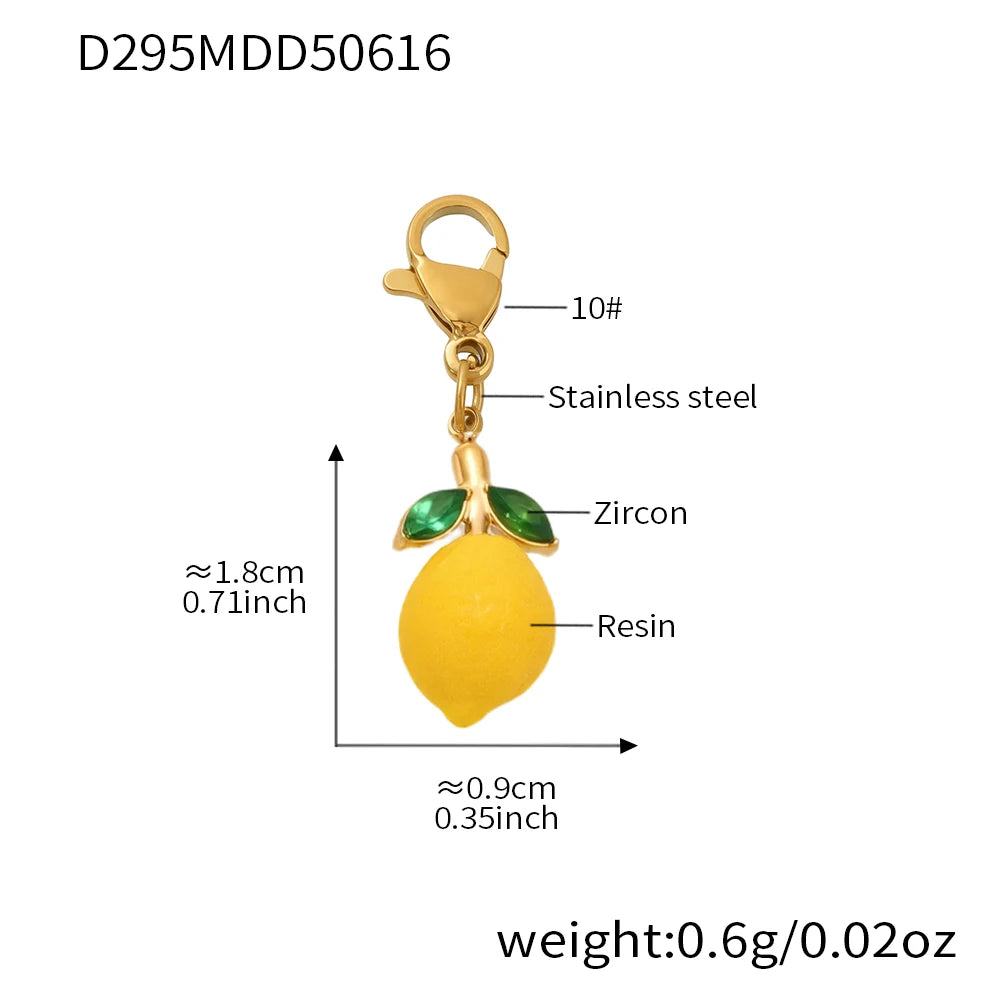 Nivora Distinctive Resin Lemon Imitation Pearl Chain Pendant Bracelets For Women Stainless Steel Bracelet Women Daily Jewelry