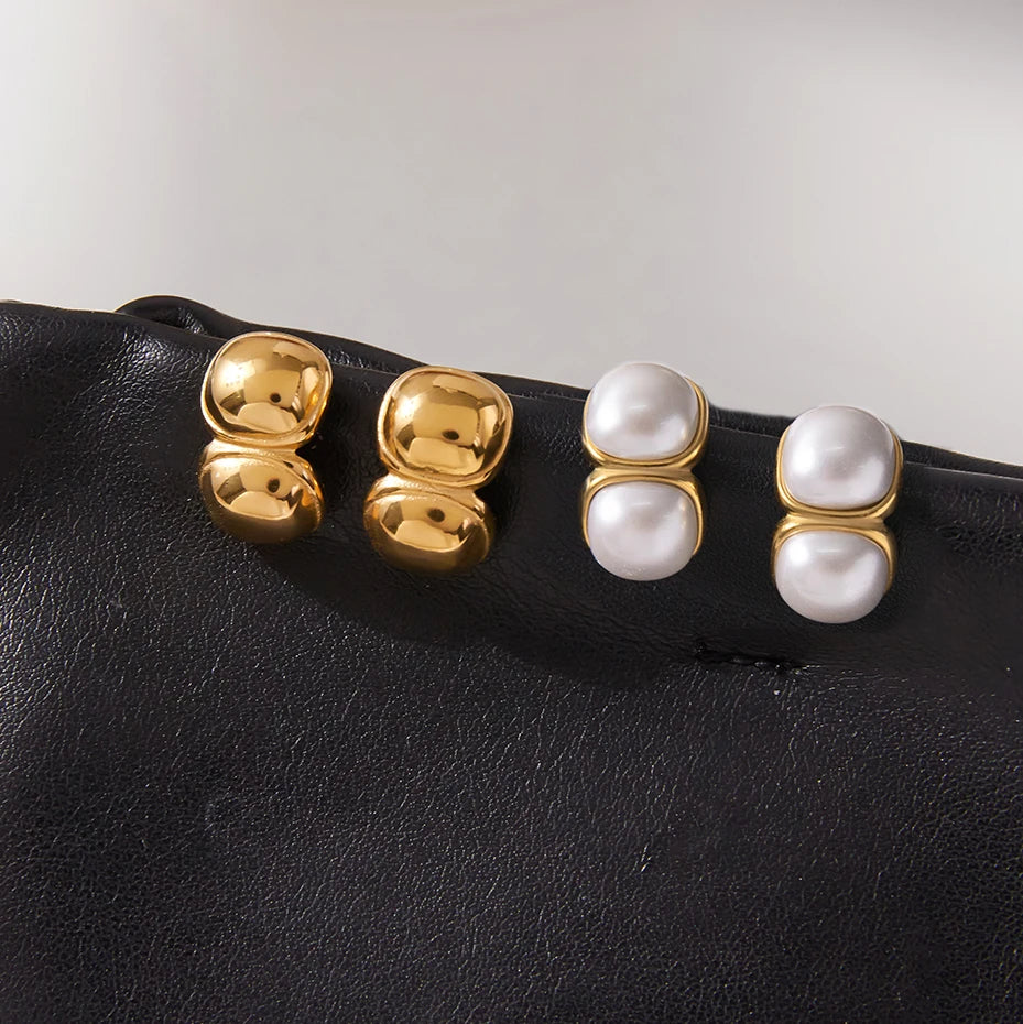 Uworld Fashion Elegant Round C-Ring Earrings 18K Gold Color Stainless Steel Geometric Irregular Earrings Women's Jewelry