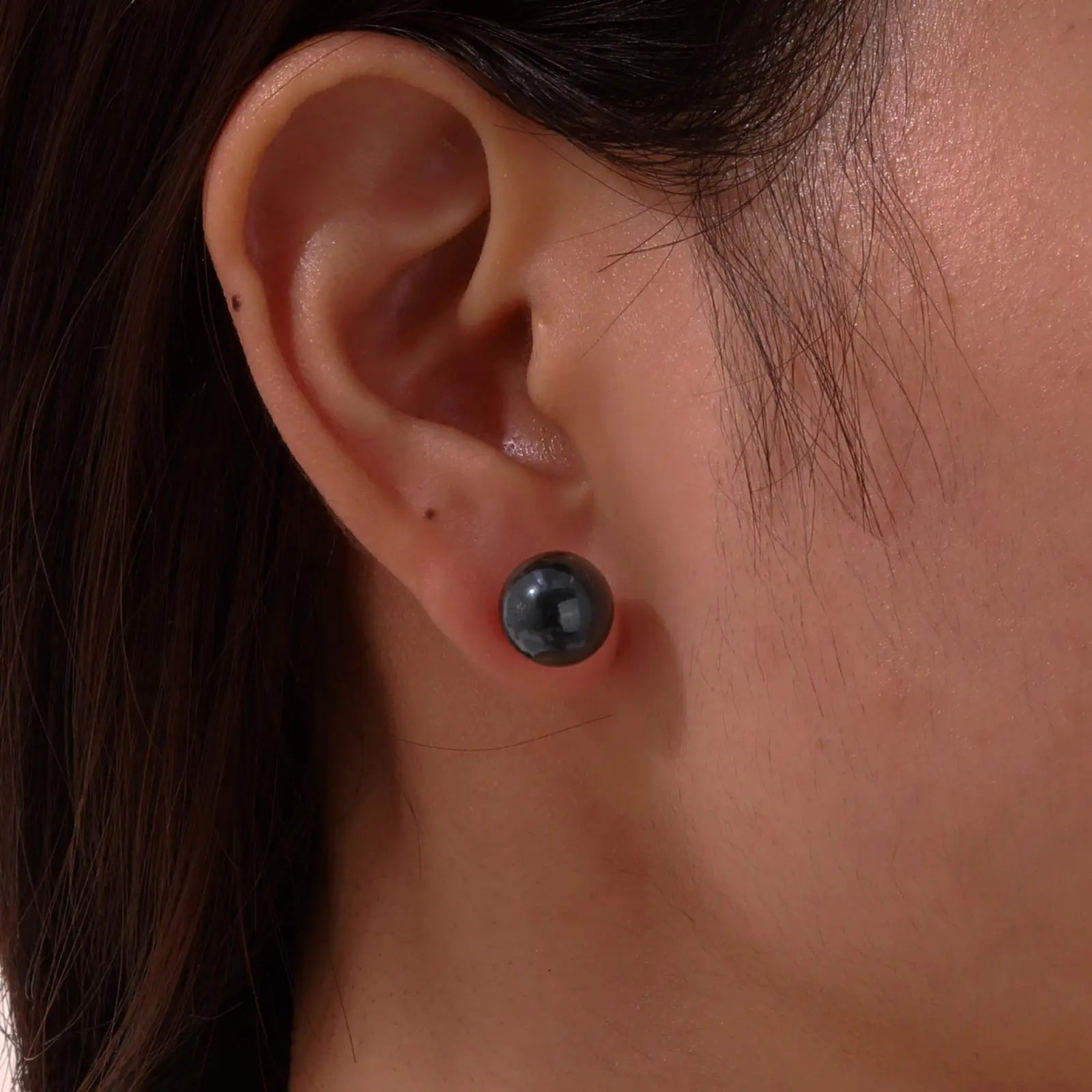 Fashion Red Black Natural Stone Earring for Women,Stainless Steel Black Round Ball Earrings,Punk Stud Earrings Jewelry Gifts