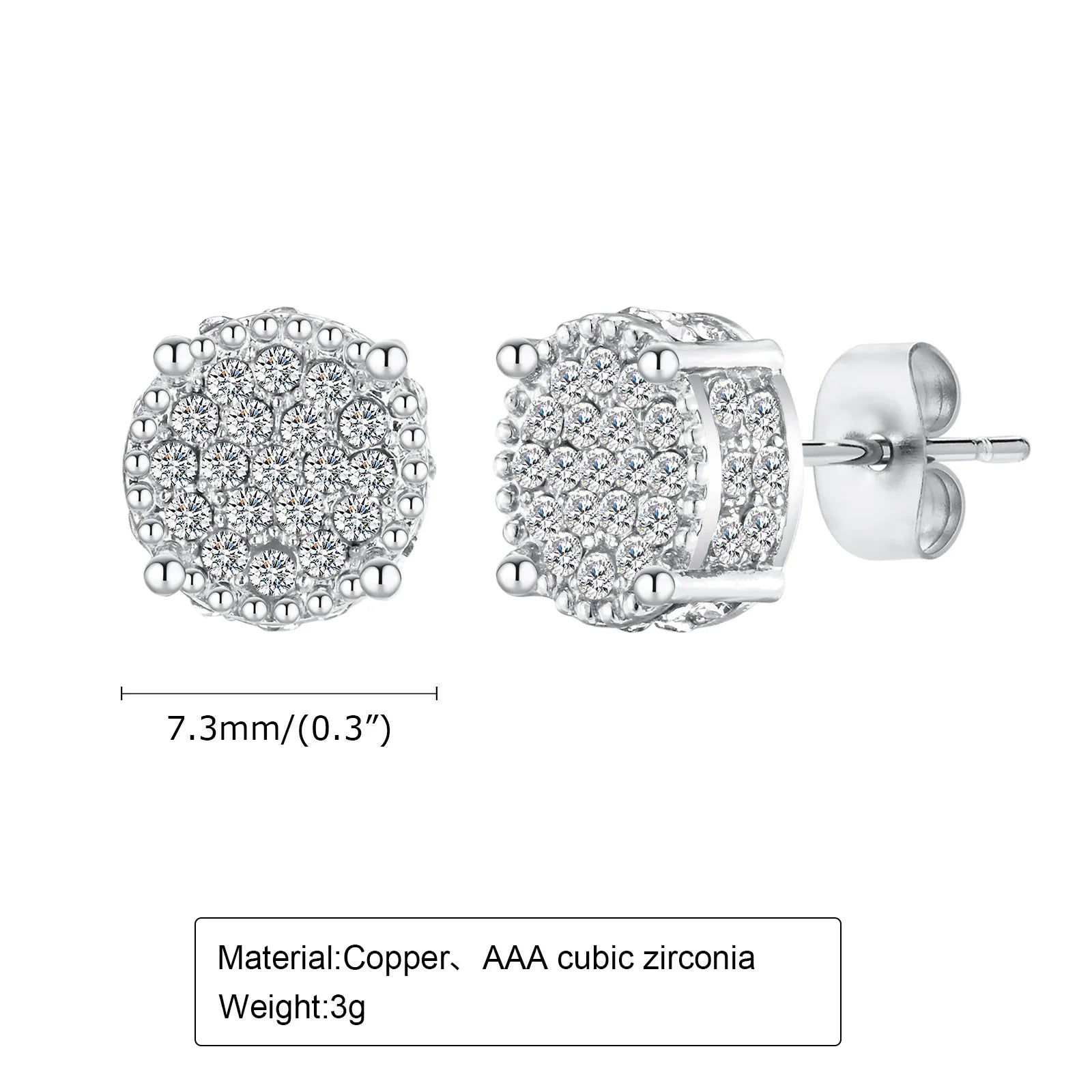 Dainty Metal Shiny CZ Stone Unisex Round Stud Earrings For Women Men Girls,Bling Sparking AAA Cubic Zirconia Earring Ear Jewelry