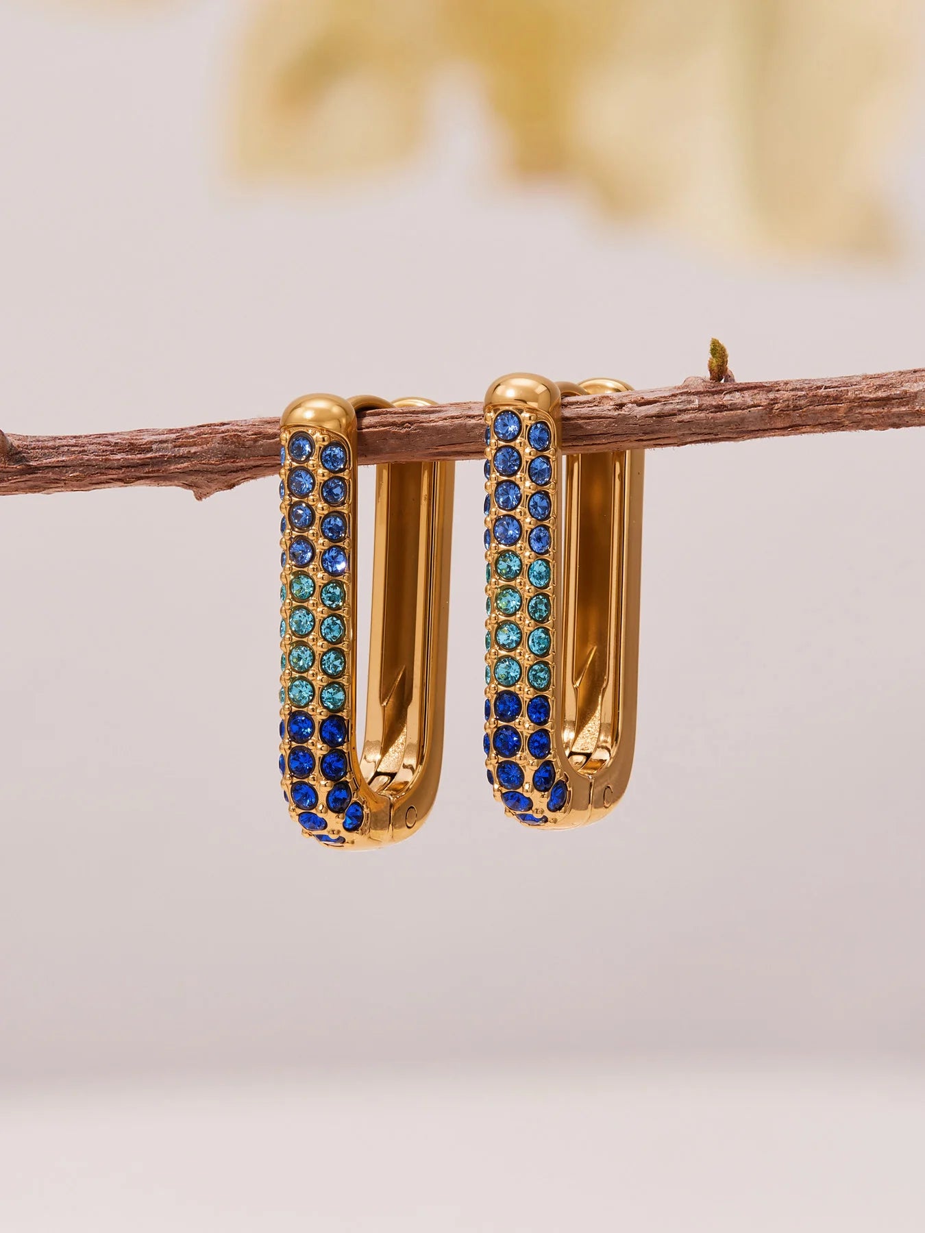 Nivora Luxury Colorful Cubic Zirconia Stainless Steel Earrings for Women Prevent Allergy PVD Gold Plated Hoop Earrings Jewelry