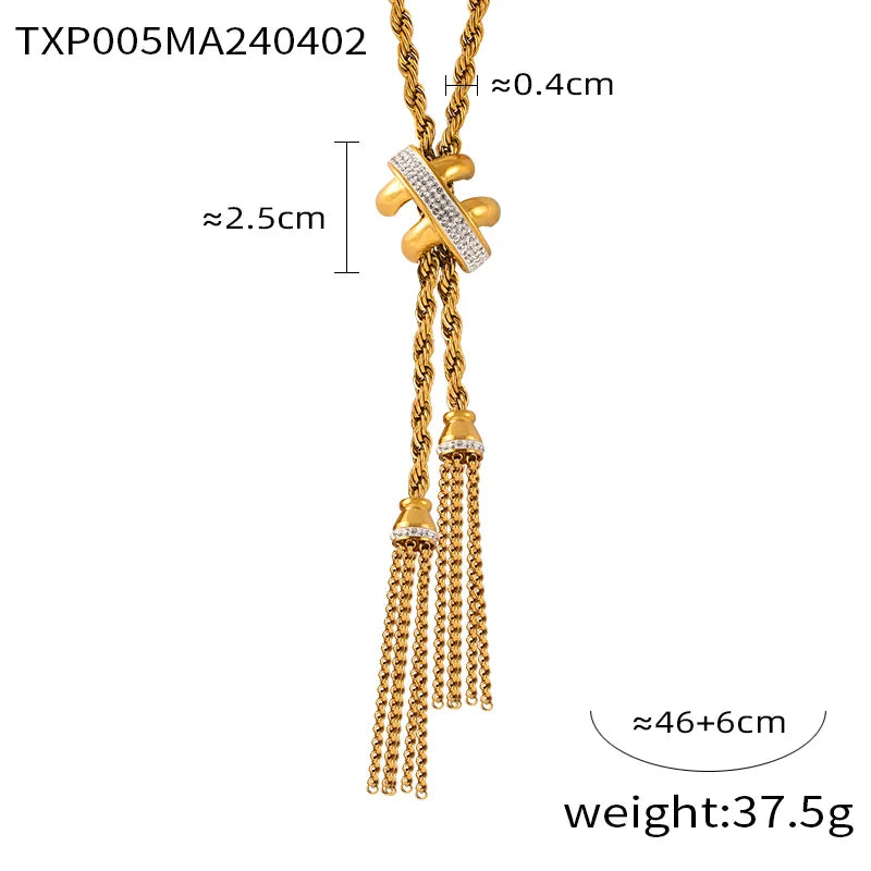 Nivora Fashion Stainless Steel Pendant Neck Choker Long Sweater Box Chain Rhinestone Necklace For Women No Tarnish Jewelry