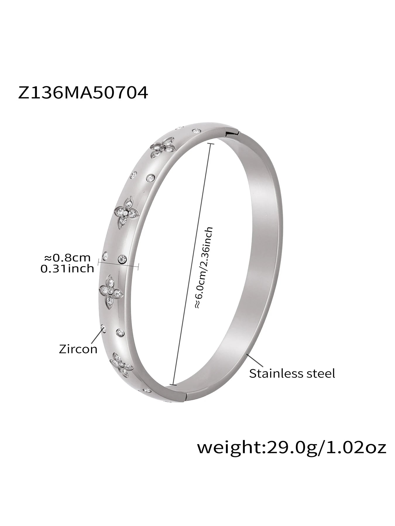 Nivora High Quality Stainless Steel Zircon Round Smooth Bangles For Women Minimalist Rust Proof Casting Jewelry Women Bracelets