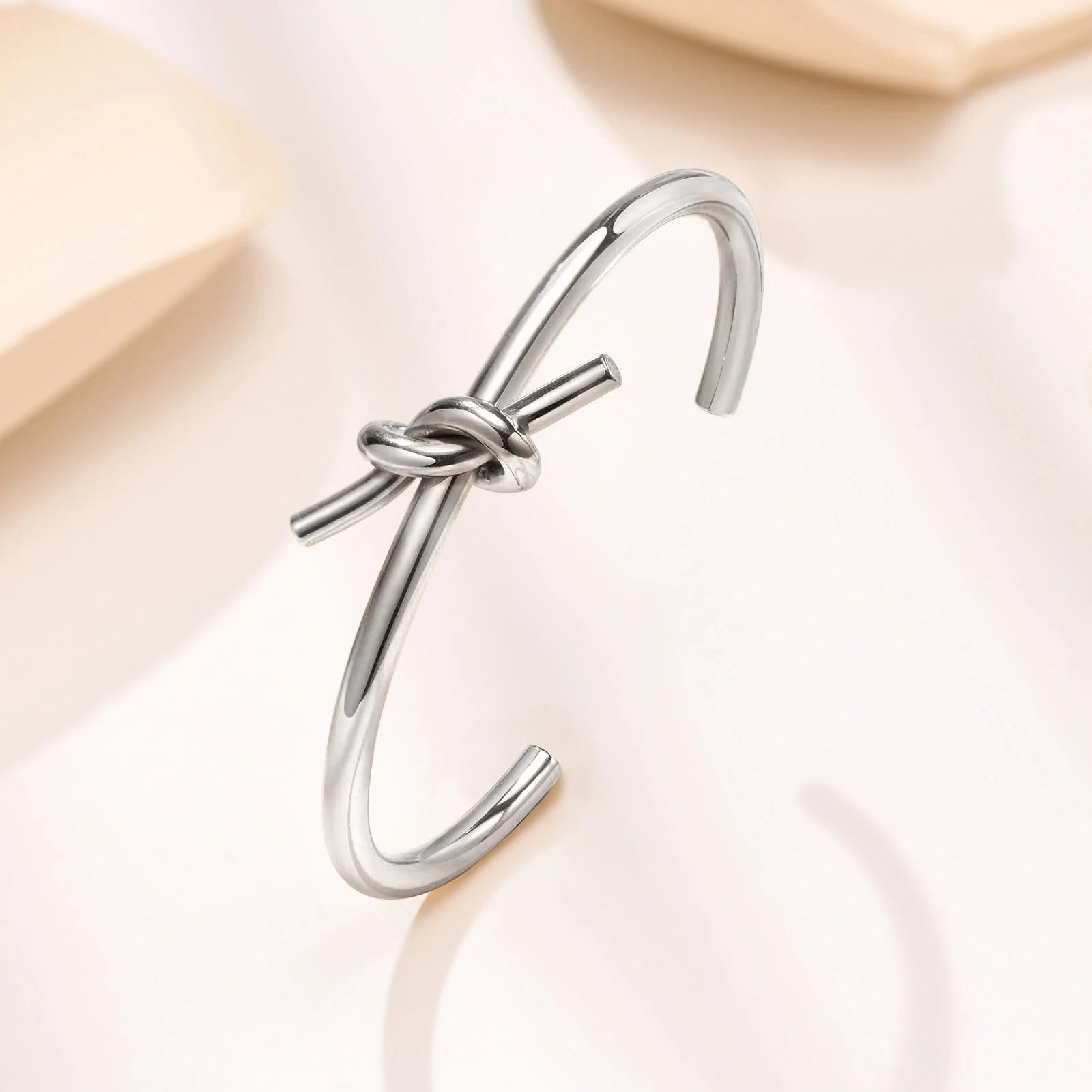 Knot Bracelets Stainless Steel Dainty Adjustable Opening Bangle,Trendy Circular Knot Cuff Wedding Bracelet,Bridesmaid Jewelry