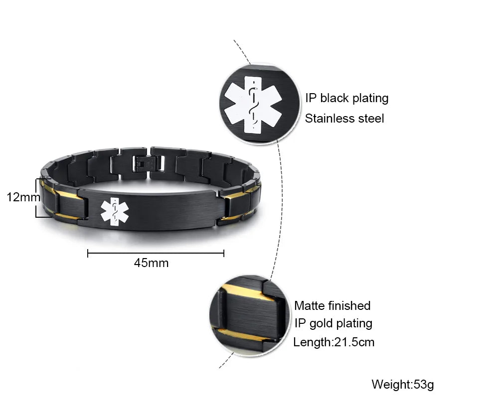 Medical Bracelets with Medical LOGO,Stainless Steel Jewelry Gifts