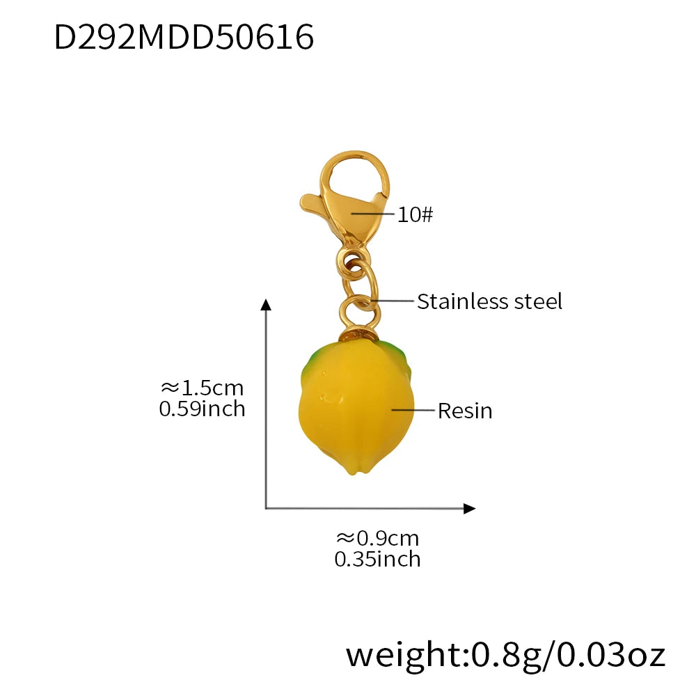 Nivora Distinctive Resin Lemon Imitation Pearl Chain Pendant Bracelets For Women Stainless Steel Bracelet Women Daily Jewelry