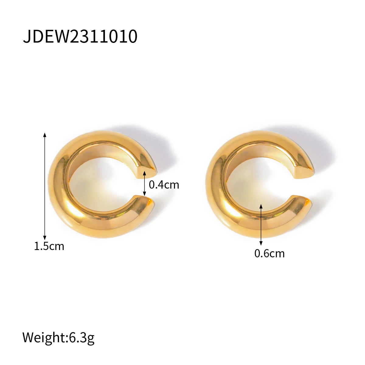 Uworld Simple Classic 18K Gold Color Plated Stainless Steel White Rhinestone O-shaped Earrings Women's Jewelry Party Gift