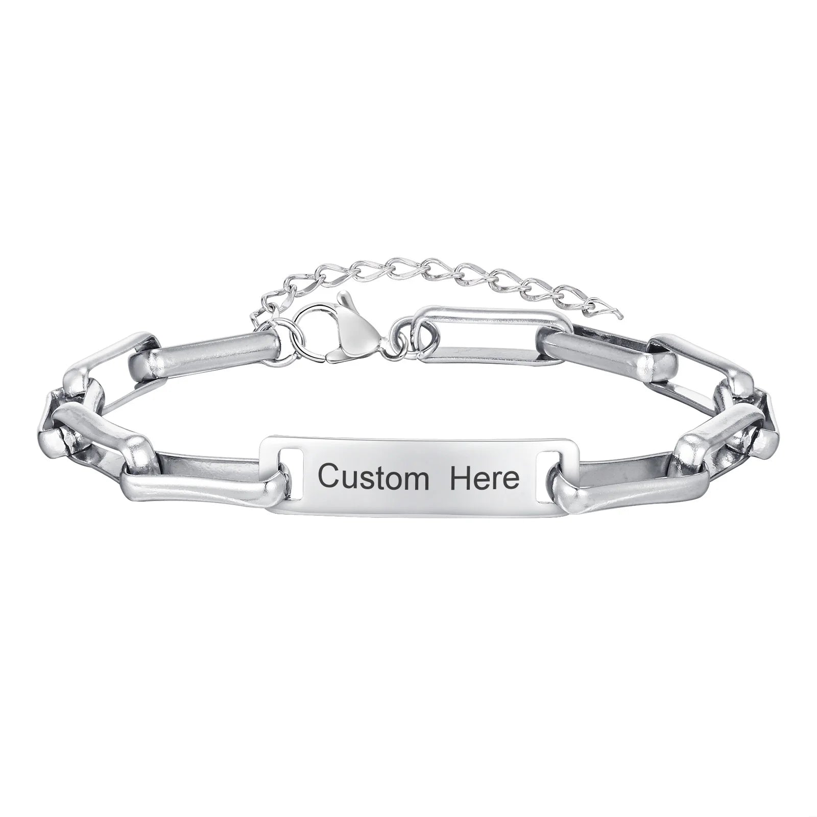 Personalized Bracelets Stainless Steel Bar ID Name Bracelet for Women Custom Engraved Inspirational Quote Gift Birthday Jewelry