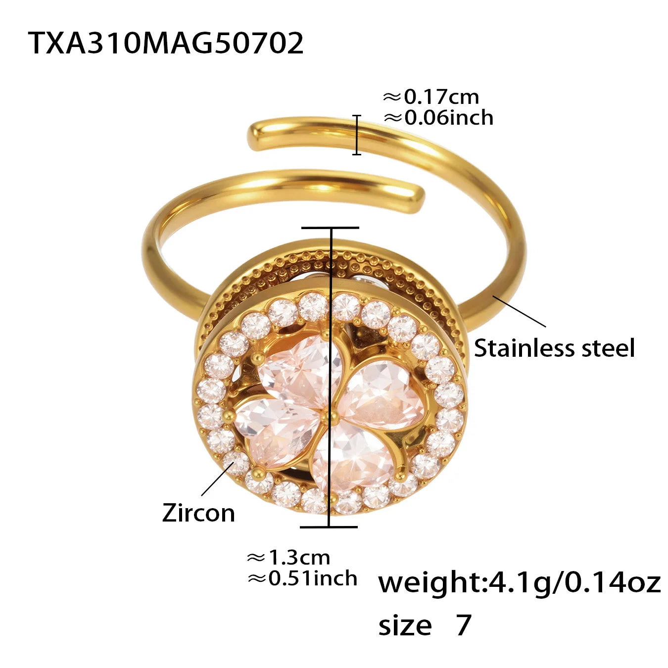 Nivora Baroque Rotatable Flower Zircon Pendant Stainless Steel Chain Necklace Bracelets Rings for Women Wedding Banquet Jewelry