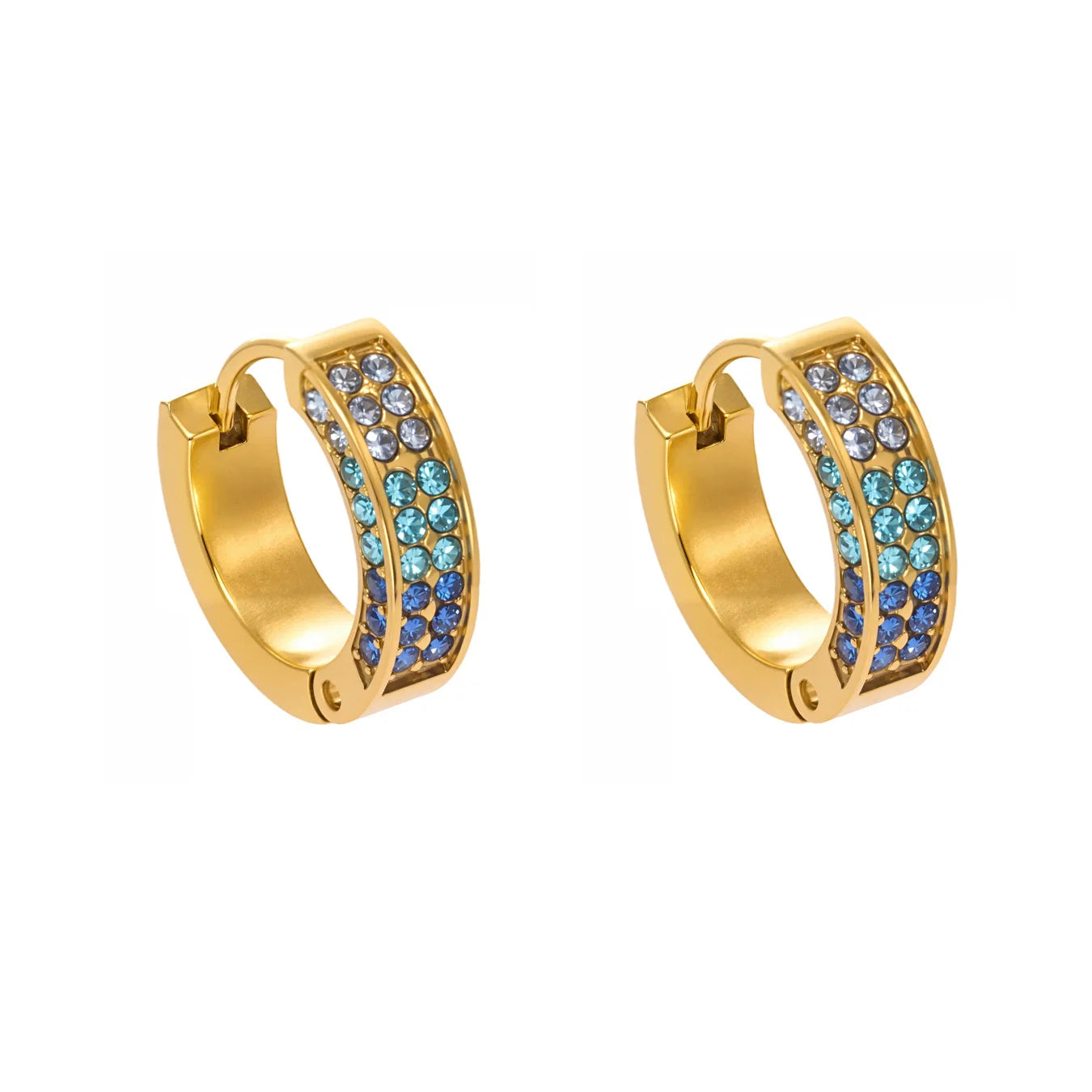 Nivora Beautiful Shine Cubic Zirconia Women Hoop Earrings Stainless Steel Hypoallergenic PVD Gold Plated Earrings Daily Jewelry