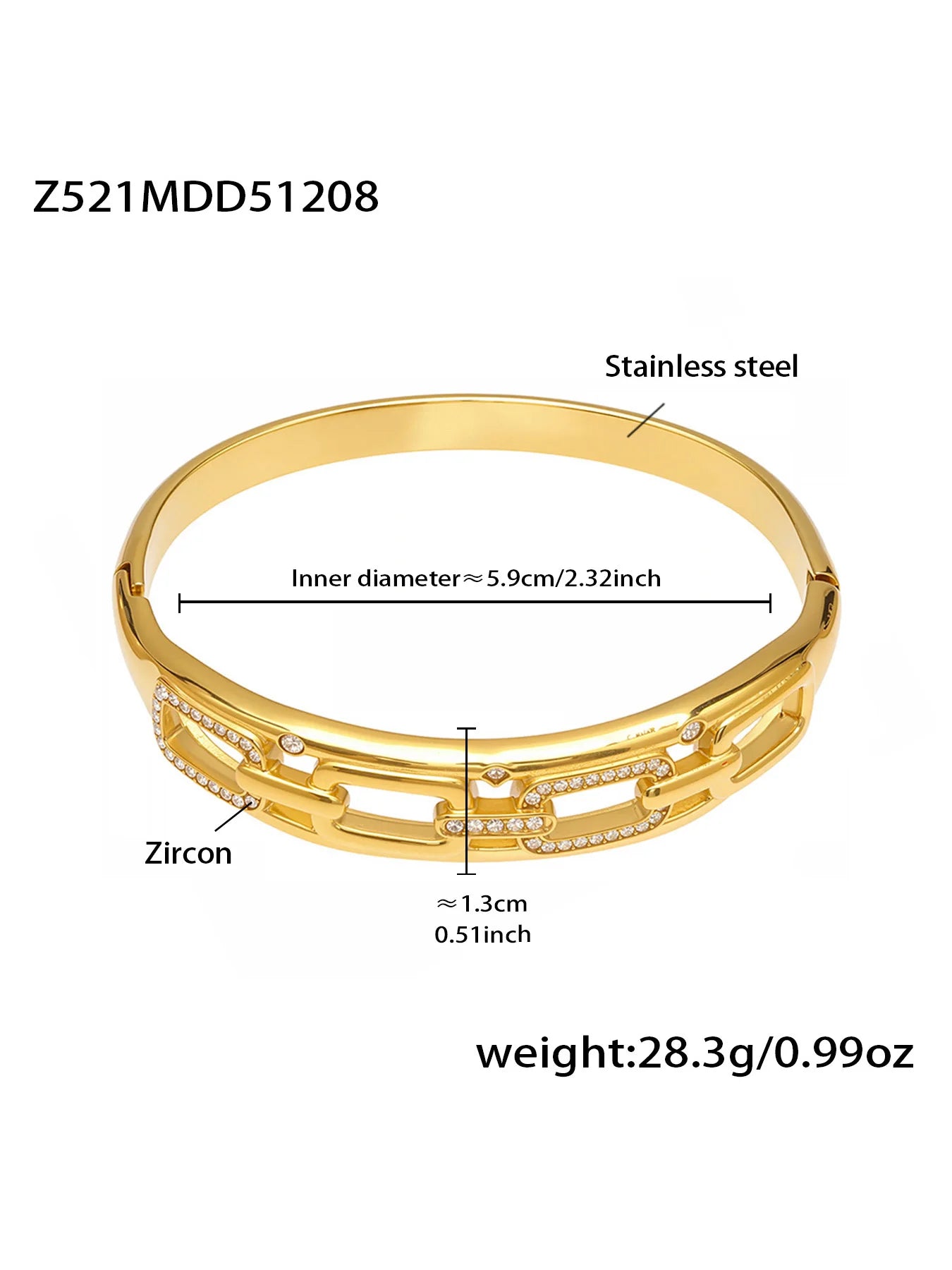 Nivora Geometric Hollow Pig Nose Ring Bracelet for Women Stainless Steel PVD Gold Plated Charm Wrist Bangle Daily Jewelry Gifts