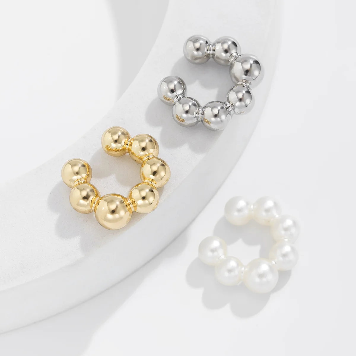 Vintage Punk C-Shaped Ear Clip For Women Simple Pearl Acrylic CCB Small Round No-Pierced Cartilage Earring Girls Party Jewelry