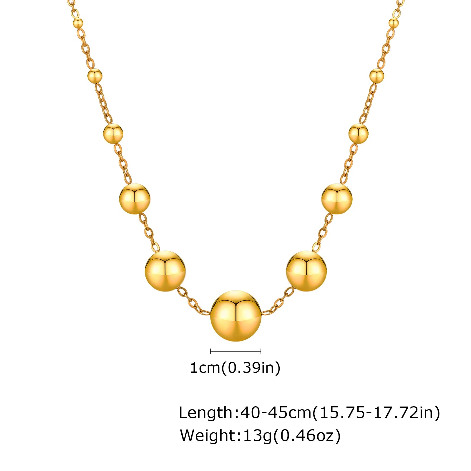 Stainless Steel Round Ball Beads Chain Bracelet for Women, 18K PVD Gold Plated Statement Waterproof Hand Wrist Jewelry