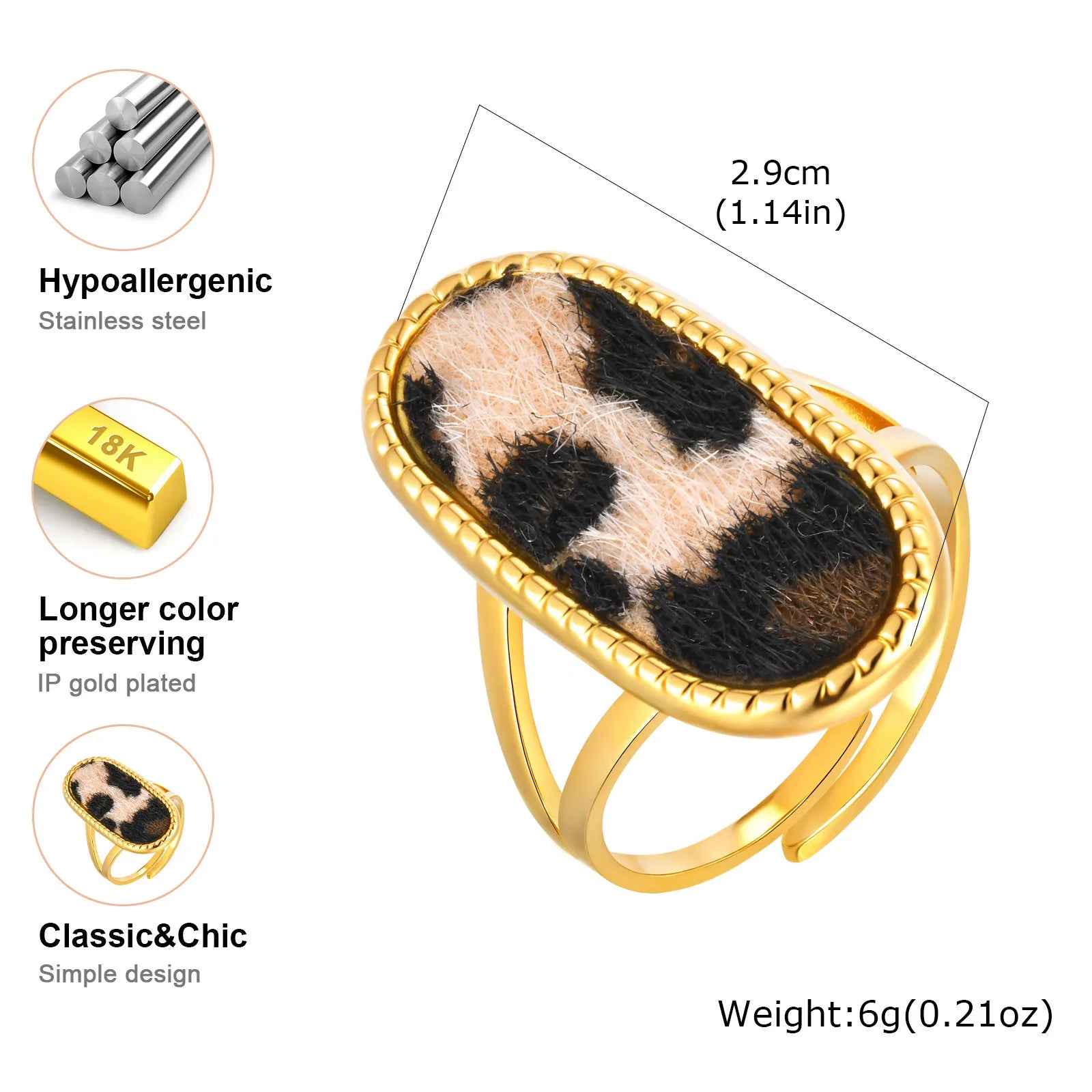 Stainless Steel Leopard Printed Open Cuff Bangle Bracelet for Women Statement Jewelry