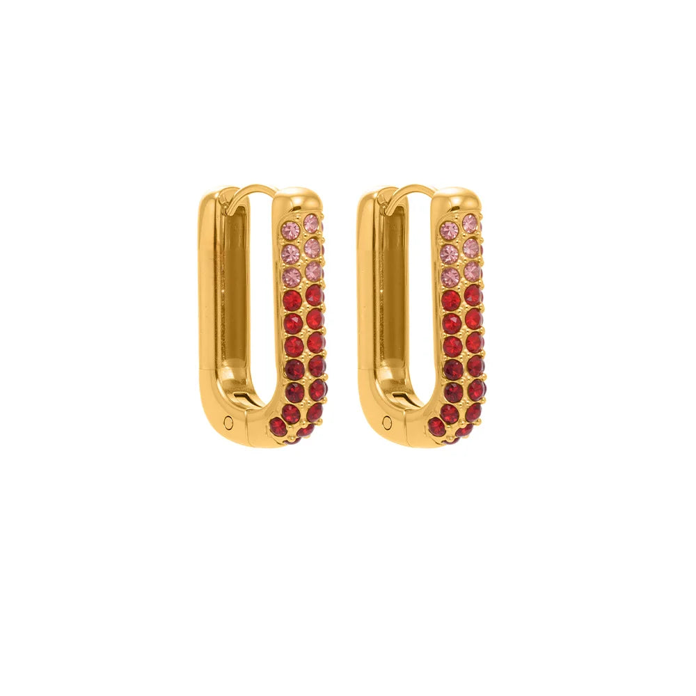 Nivora Luxury Colorful Cubic Zirconia Stainless Steel Earrings for Women Prevent Allergy PVD Gold Plated Hoop Earrings Jewelry