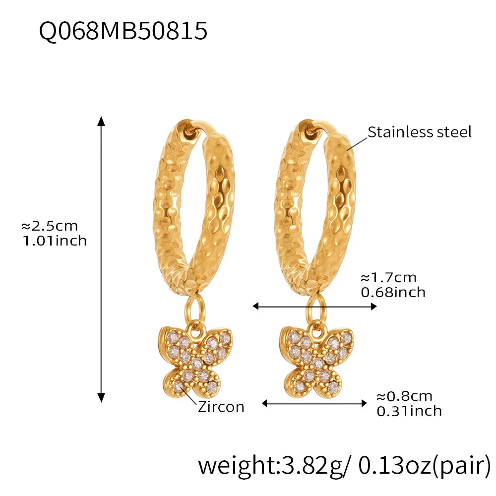 Nivora Excellent Stainless Steel Pendant Zircon Butterfly Dangle Earrings For Women Hypoallergenic Wedding Ear Earrings Jewelry