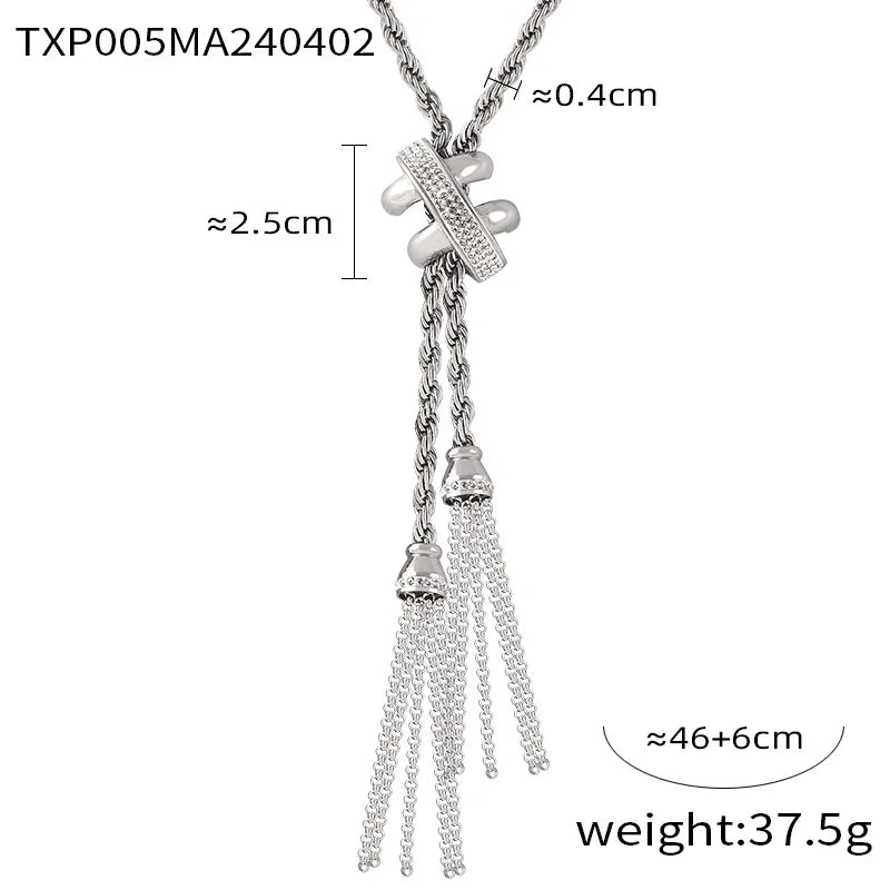Nivora Fashion Stainless Steel Pendant Neck Choker Long Sweater Box Chain Rhinestone Necklace For Women No Tarnish Jewelry