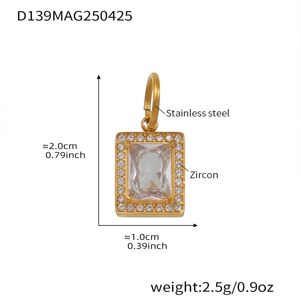 Nivora Delicate Zircon Square Number 8 Drop Pendant Stainless Steel Bracelets For Women Twisted Chain Bangle Wedding Jewelry