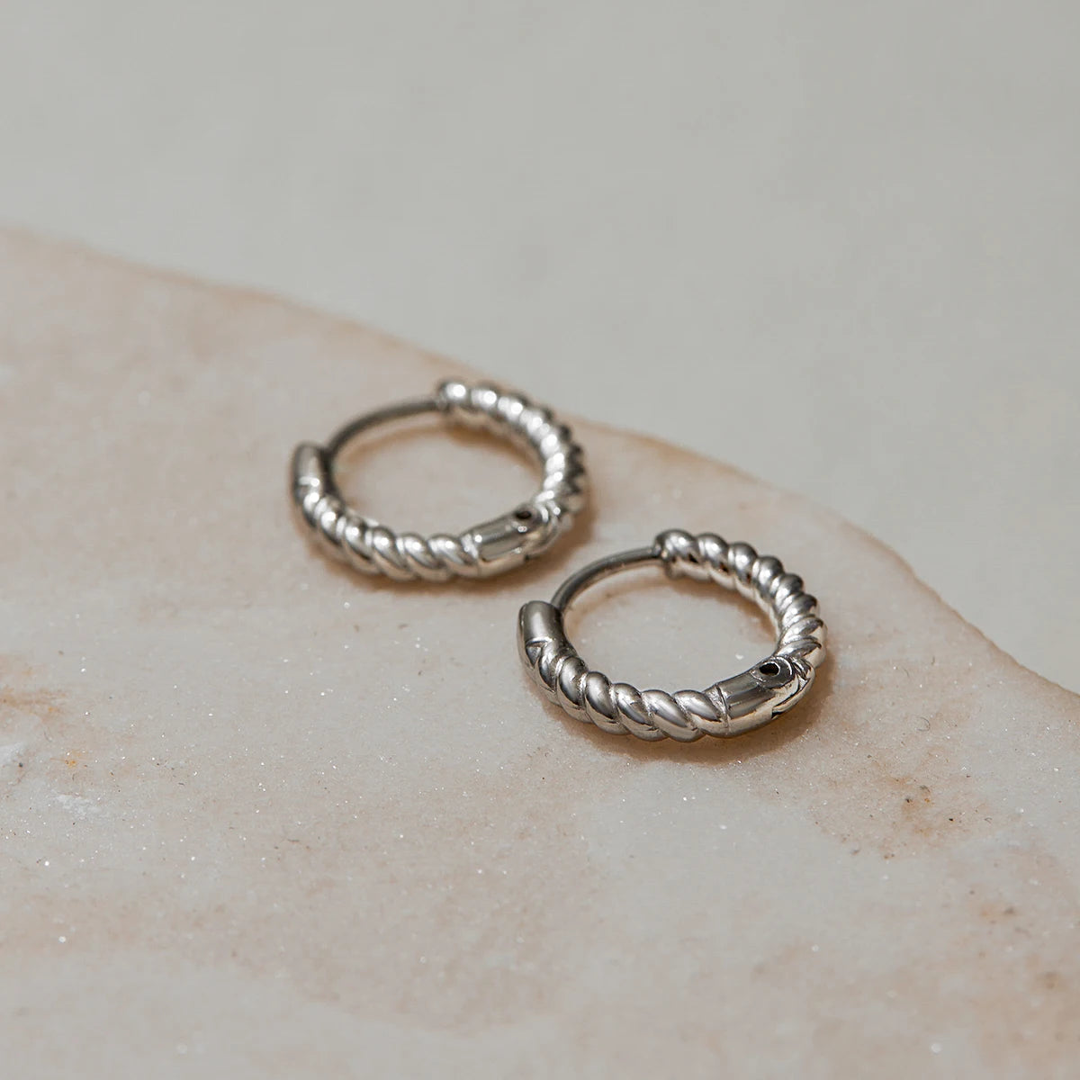 Uworld Minimal Classic Daily Fried Dough Twists Coil Ear Buckle Earrings 18k Gold Color Plated Stainless Steel Round Earrings Wo