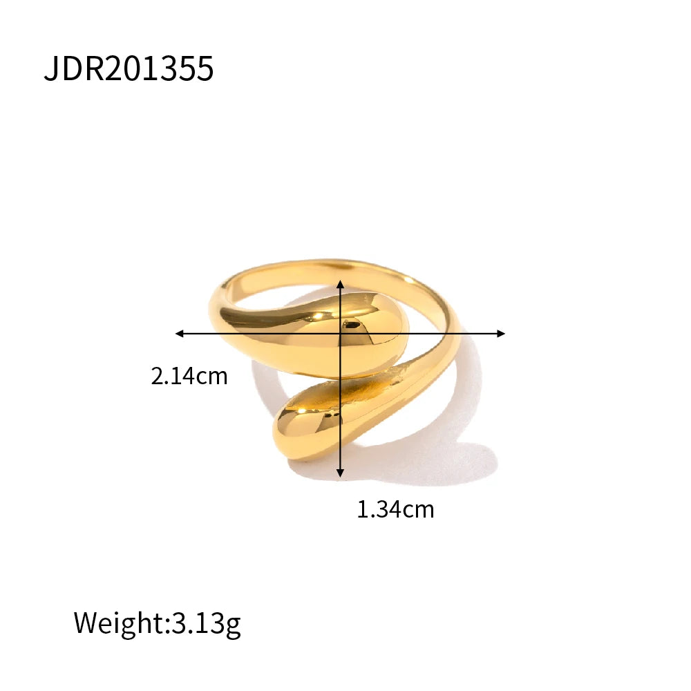 Uworld 18K Gold PVD Plated 316L Stainless Steel Rings Finger Chunky Wedding statement Jewelry Shell Freshwater Pearl Zircon Ring
