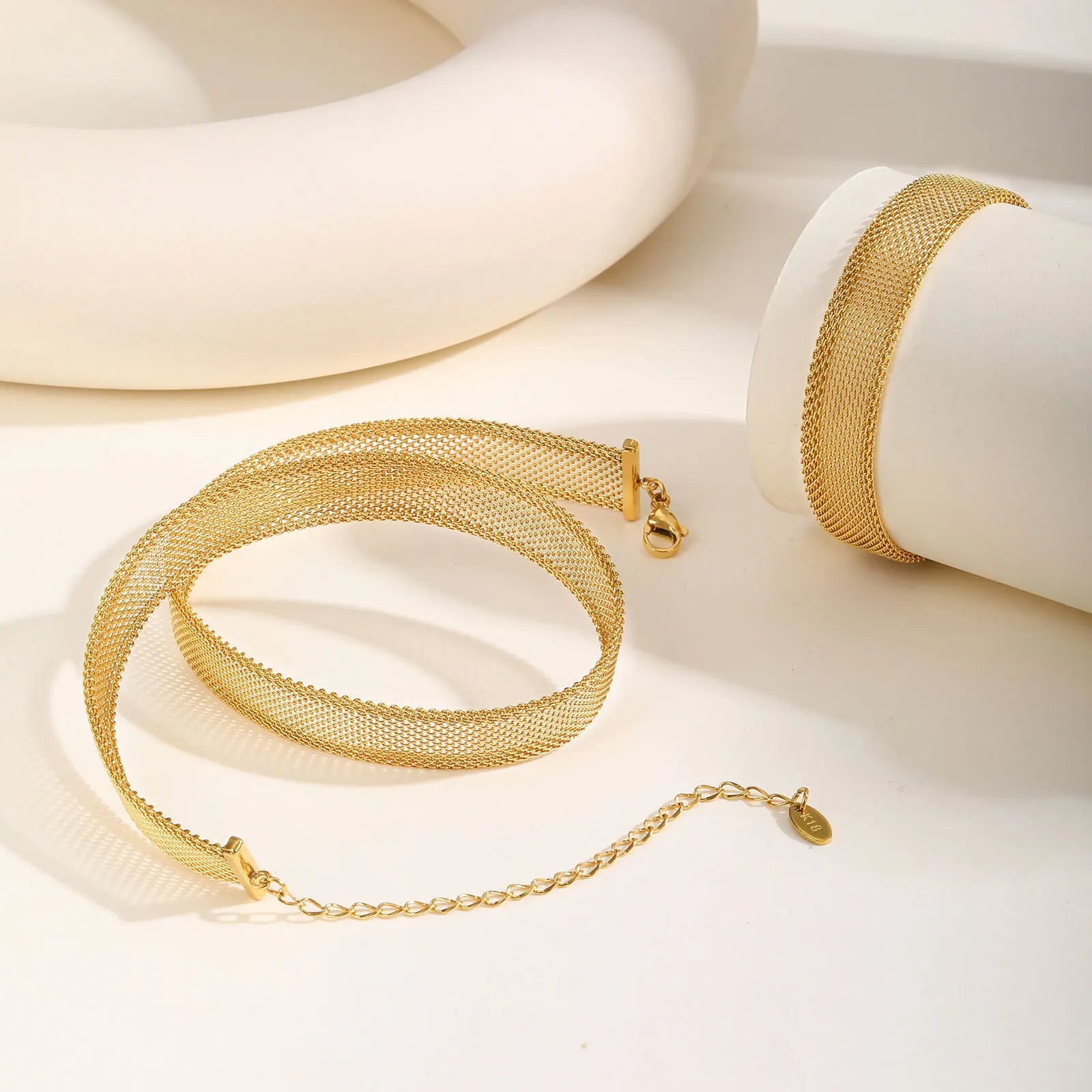 Wide Brand Stainless Steel Mesh Link Chain Bracelet For Women, Adjustable Wirst Jewelry Non Tarnish Waterproof