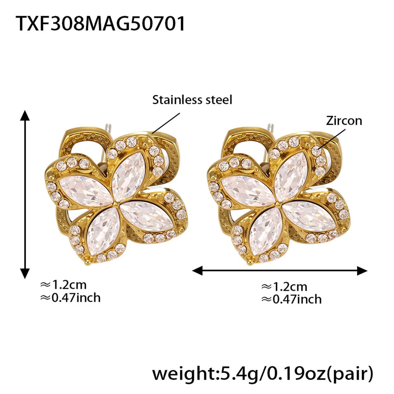 Nivora Vintage Rotatable Zircon Flower Stainless Steel Chain Necklaces Earrings Rings for Women Charm Wedding Banquet Jewelry