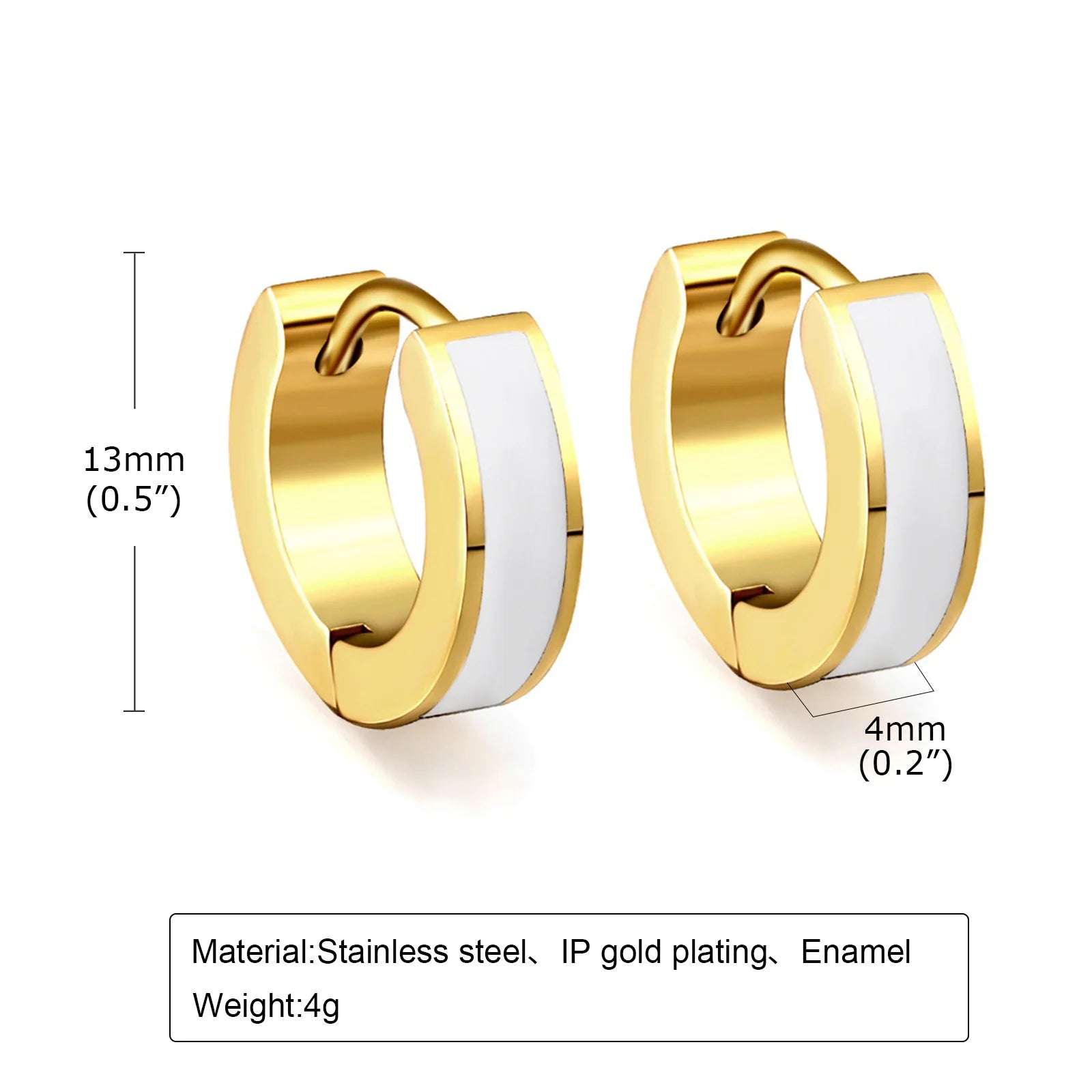 Unisex Trendy Hoop Earrings For Women Men, Small Enamel Stainless Steel Hoops, Teens Huggies Earring, Casual Ear Jewelry