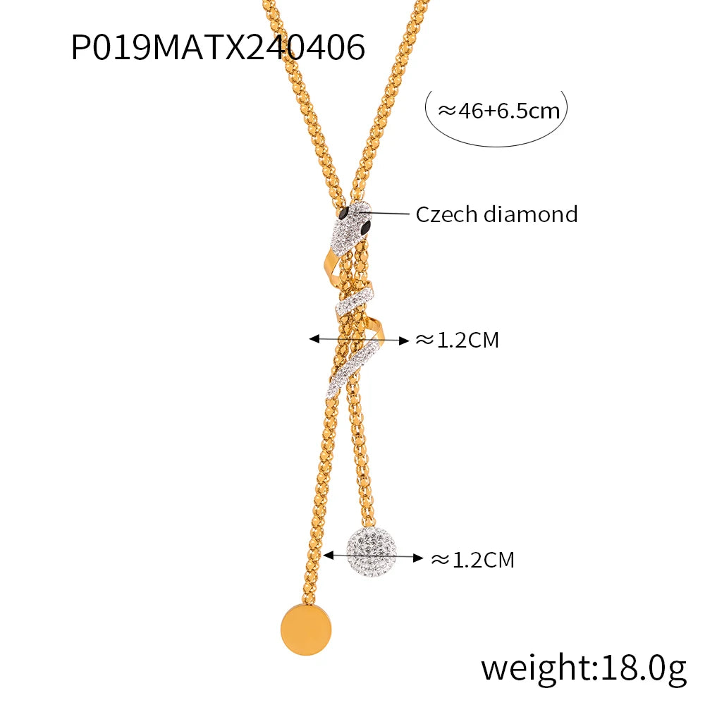 Nivora Fashion Stainless Steel Pendant Neck Choker Long Sweater Box Chain Rhinestone Necklace For Women No Tarnish Jewelry