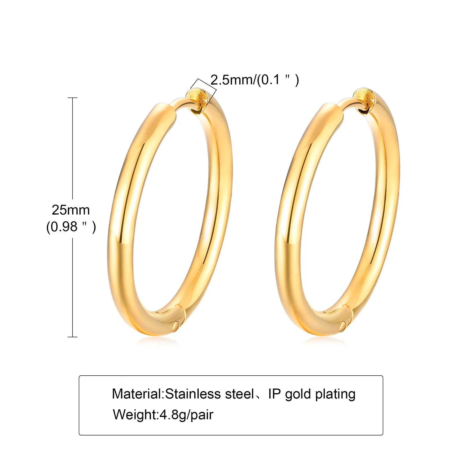 Minimalist Circle Hoop Earrings for Women,Stainless Steel Gold Color Cartilage Ear Bone Piercing Round Earrings,Classic Jewelry