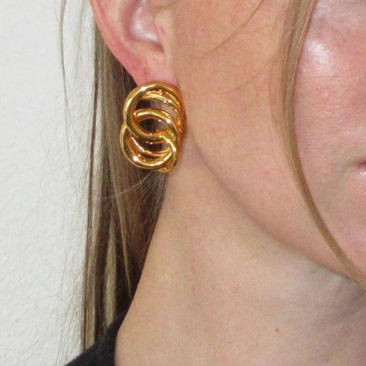 Uworld Minimalist Stainless Steel Hollow Ears Studs Geometric Line Wrapped Earrings Women's Jewelry Gift for Her