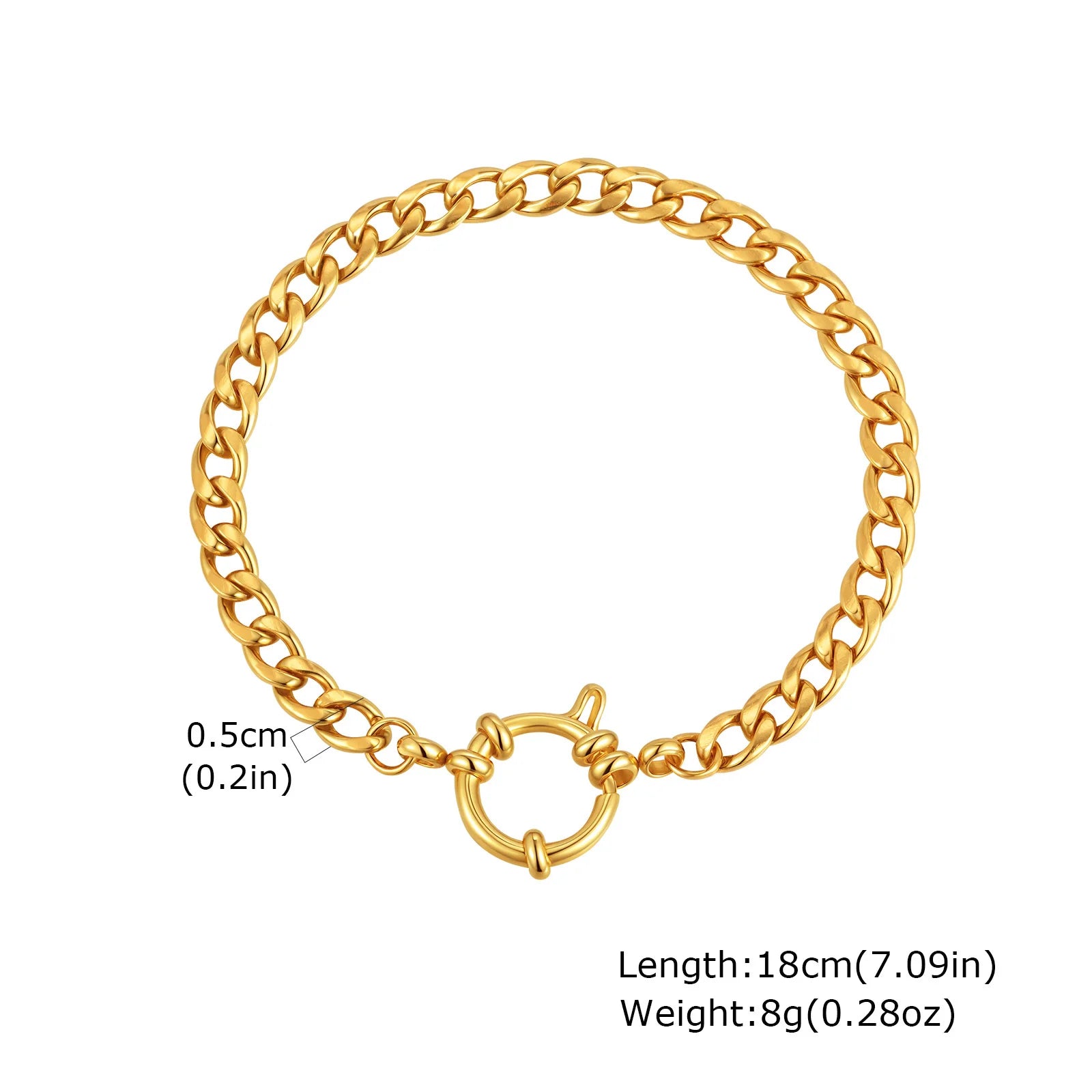 18k Gold Plated Braclet for Women, Spring Ring Clasp Bracelet, Stainless Steel Cuban/Paperclip/Snake/Rope Twist Chain Wirstband