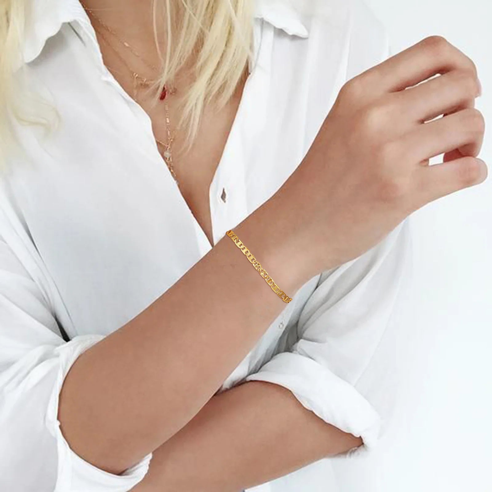 Women's Gold Color Flat Mariner Chain Anklets, Not Allergy Stainless Steel Marina Link Summer Holiday Beach Anklet Jewelry