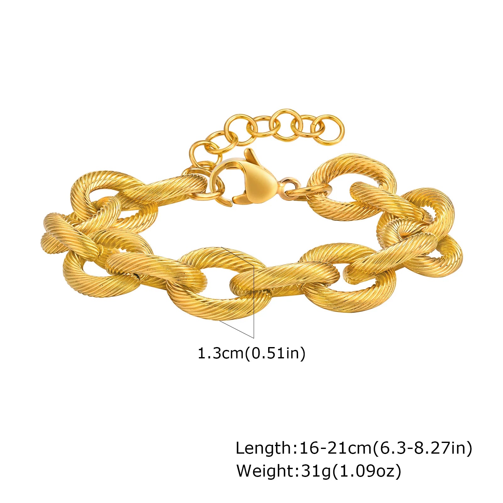 Women's Twisted Ring-connected Toggle-clasps Bracelet,Stainless Steel 18K Gold Plated Rolo Chain Bracelets,OT Lock Jewelry Gifts