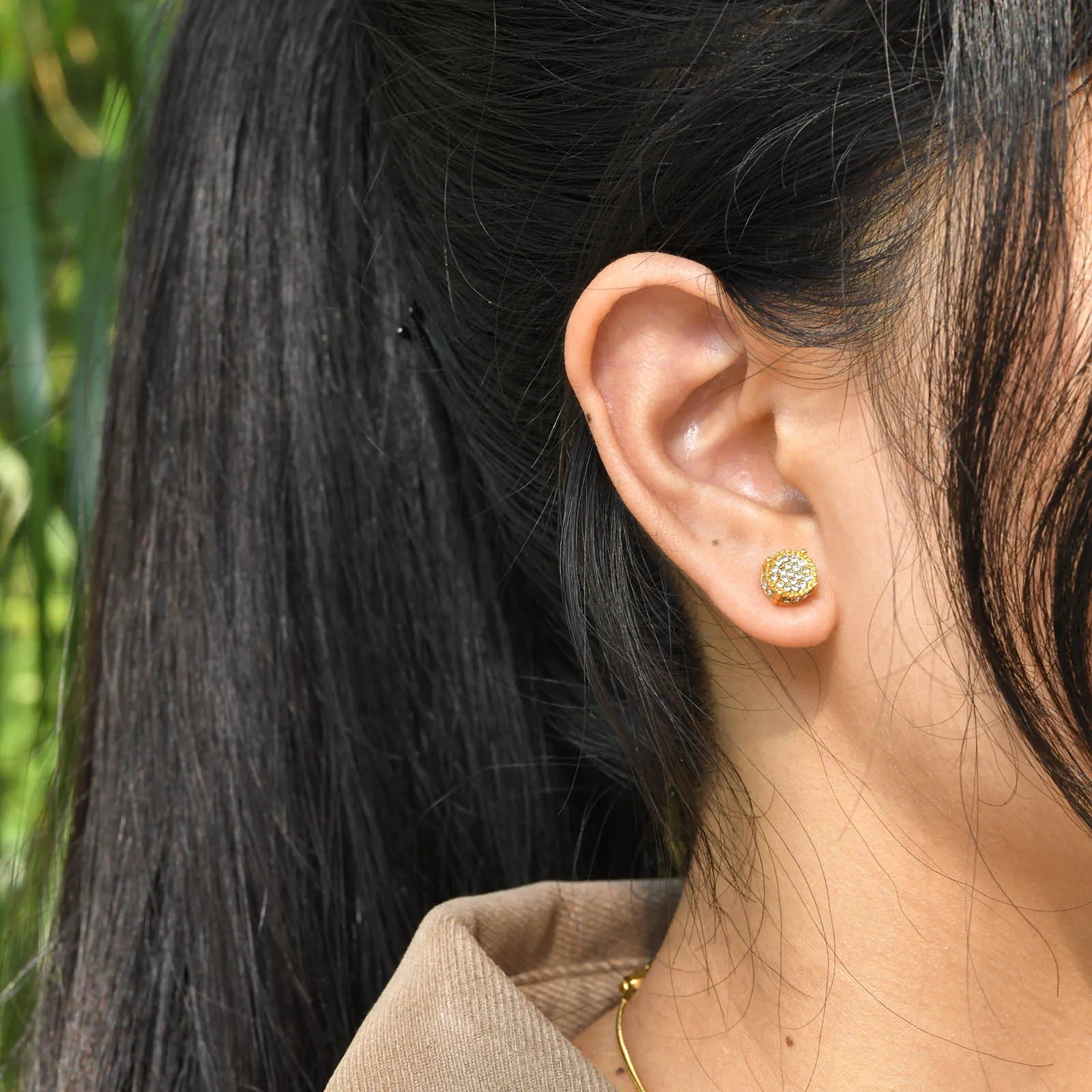 Dainty Metal Shiny CZ Stone Unisex Round Stud Earrings For Women Men Girls,Bling Sparking AAA Cubic Zirconia Earring Ear Jewelry