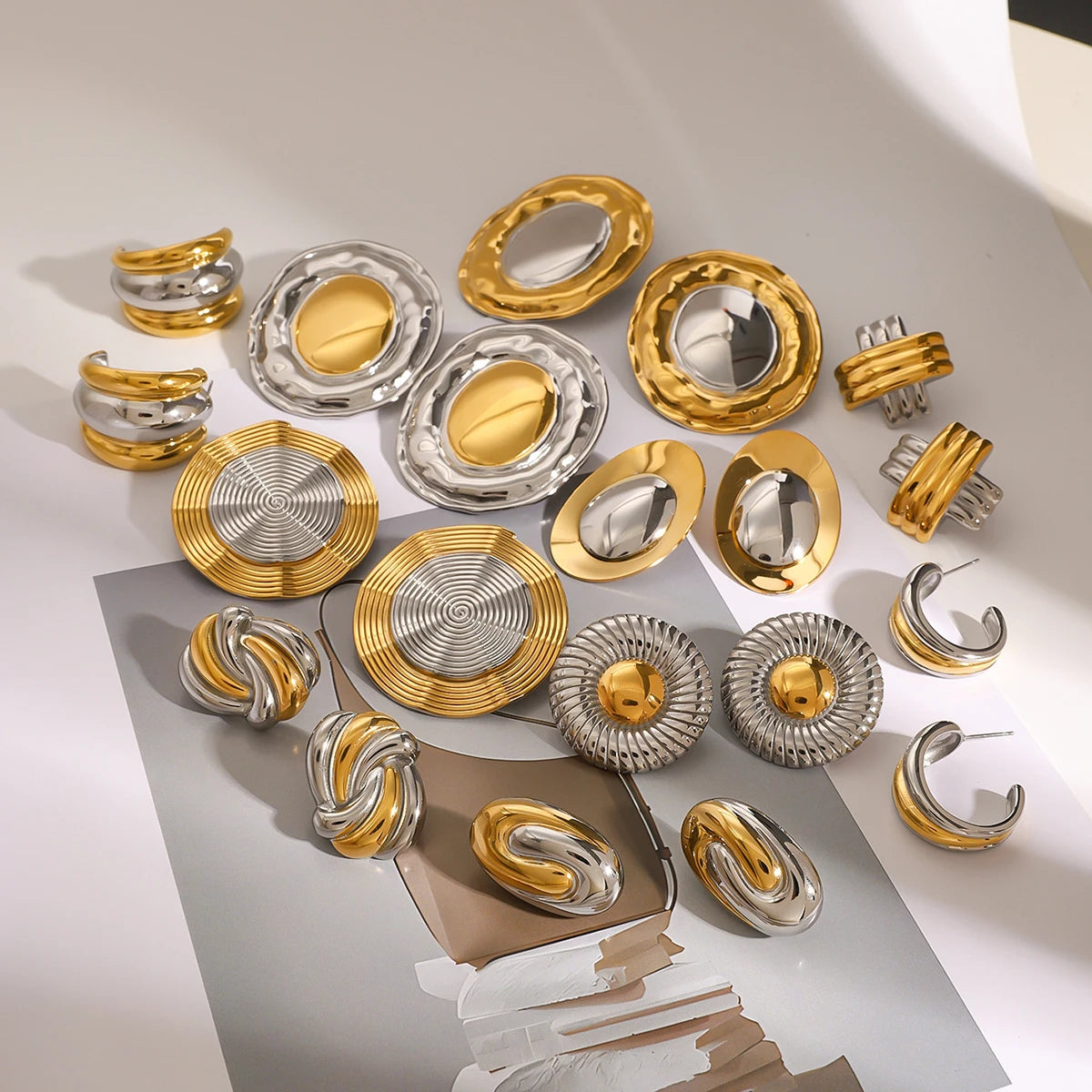 Uworld Tie A Knot Silver And Gold Color Mixed Earrings Two Tone Ear Studs Women's Accessories Gift for her