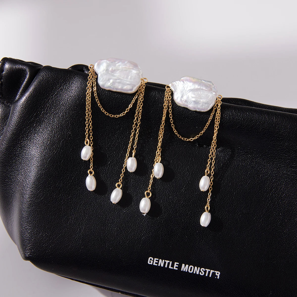 Uworld Minimally Elegant Square Pearl Tassel Earrings 18K Gold Color Stainless Steel Chain Earrings Women's Jewelry